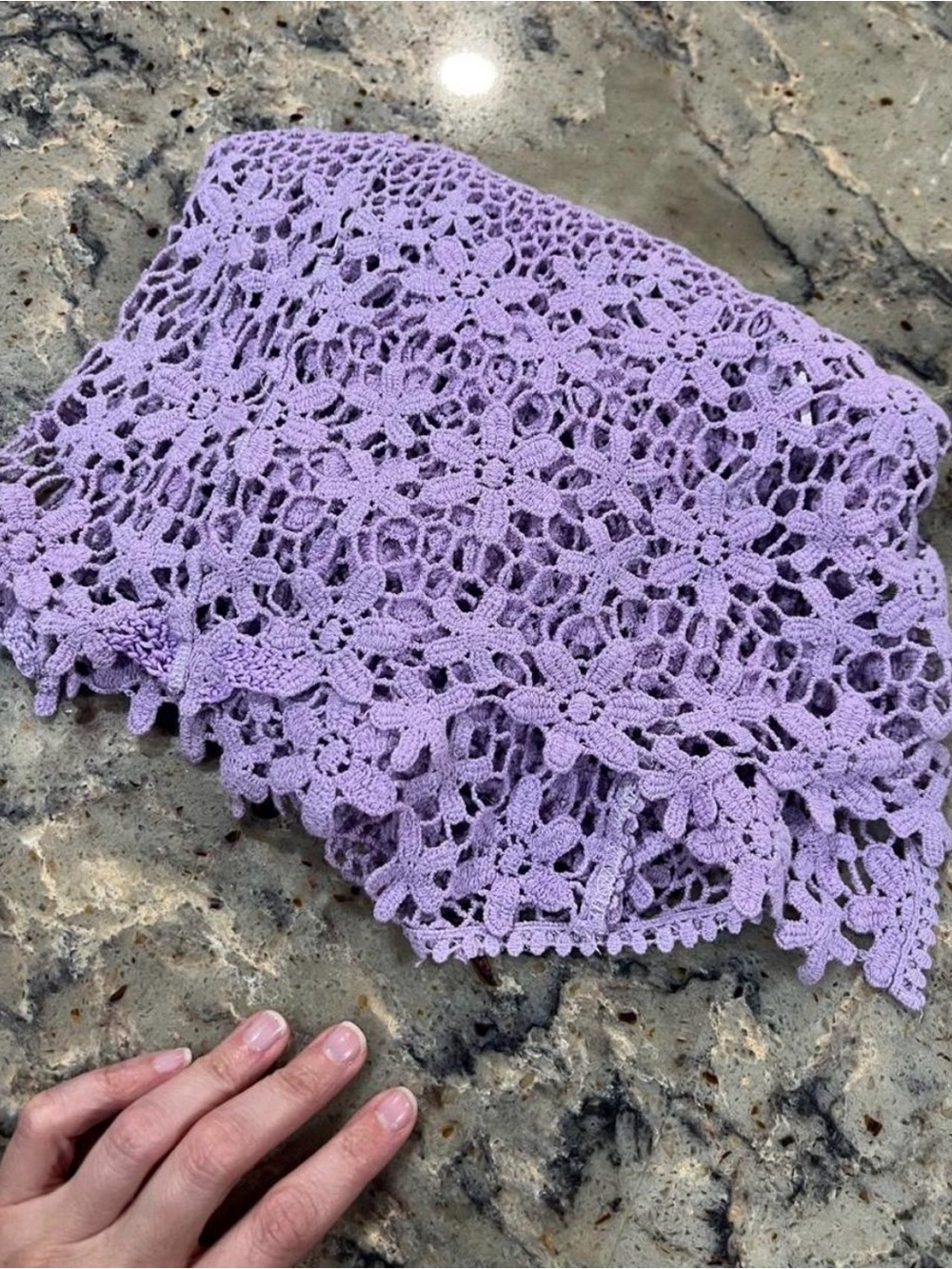 Lilac Crochet Open-Front Women's Sweater Cardigan - Picture 7 of 7